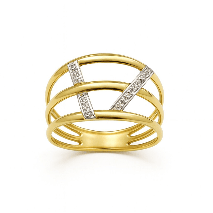 Anillo Oro Amarillo 18kt Triada Bicolor 2