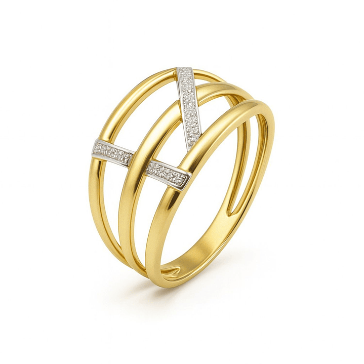 Anillo Oro Amarillo 18kt Triada Bicolor 3