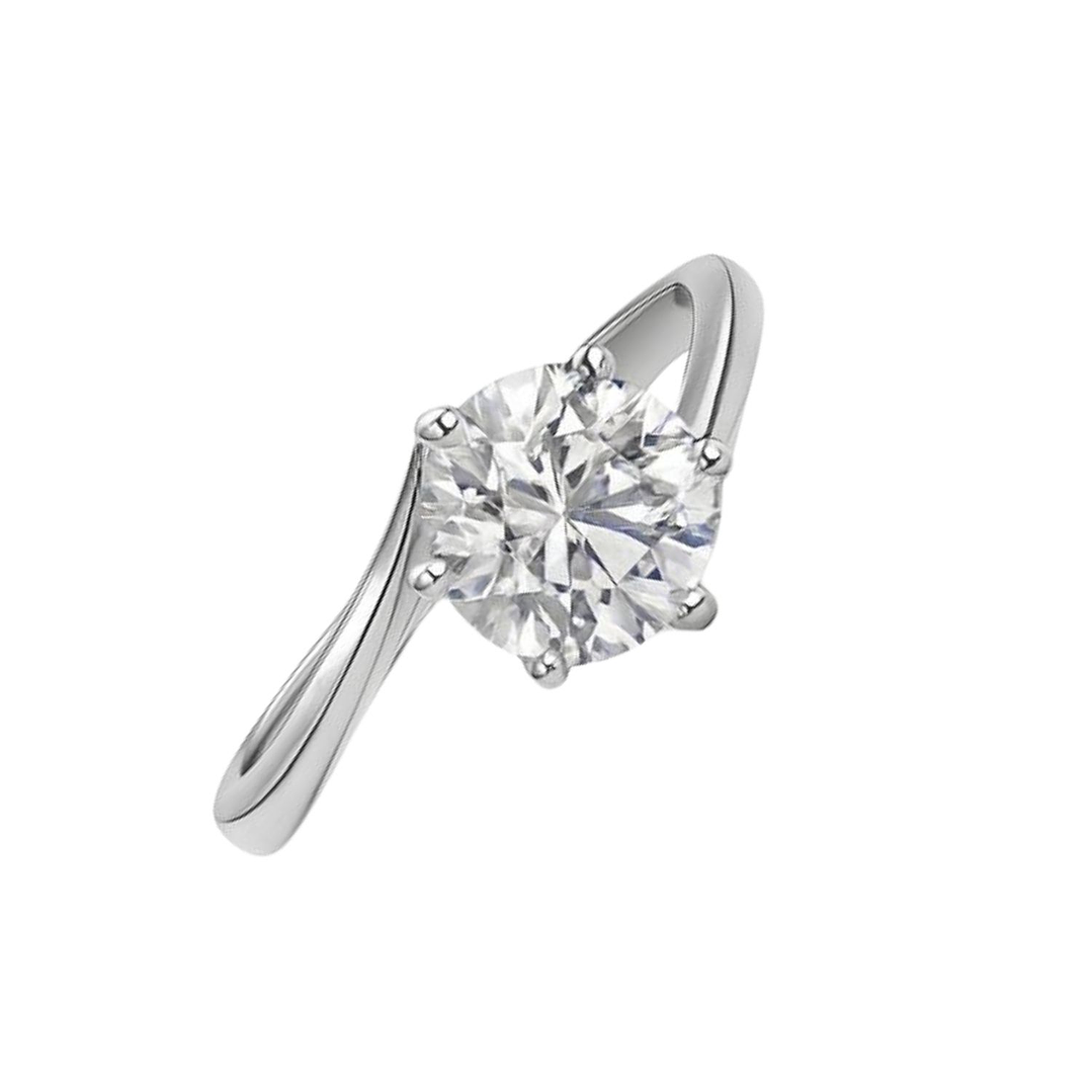 Anillo Oro Blanco 18kt Circonita Central 8MM 4 grifas 2