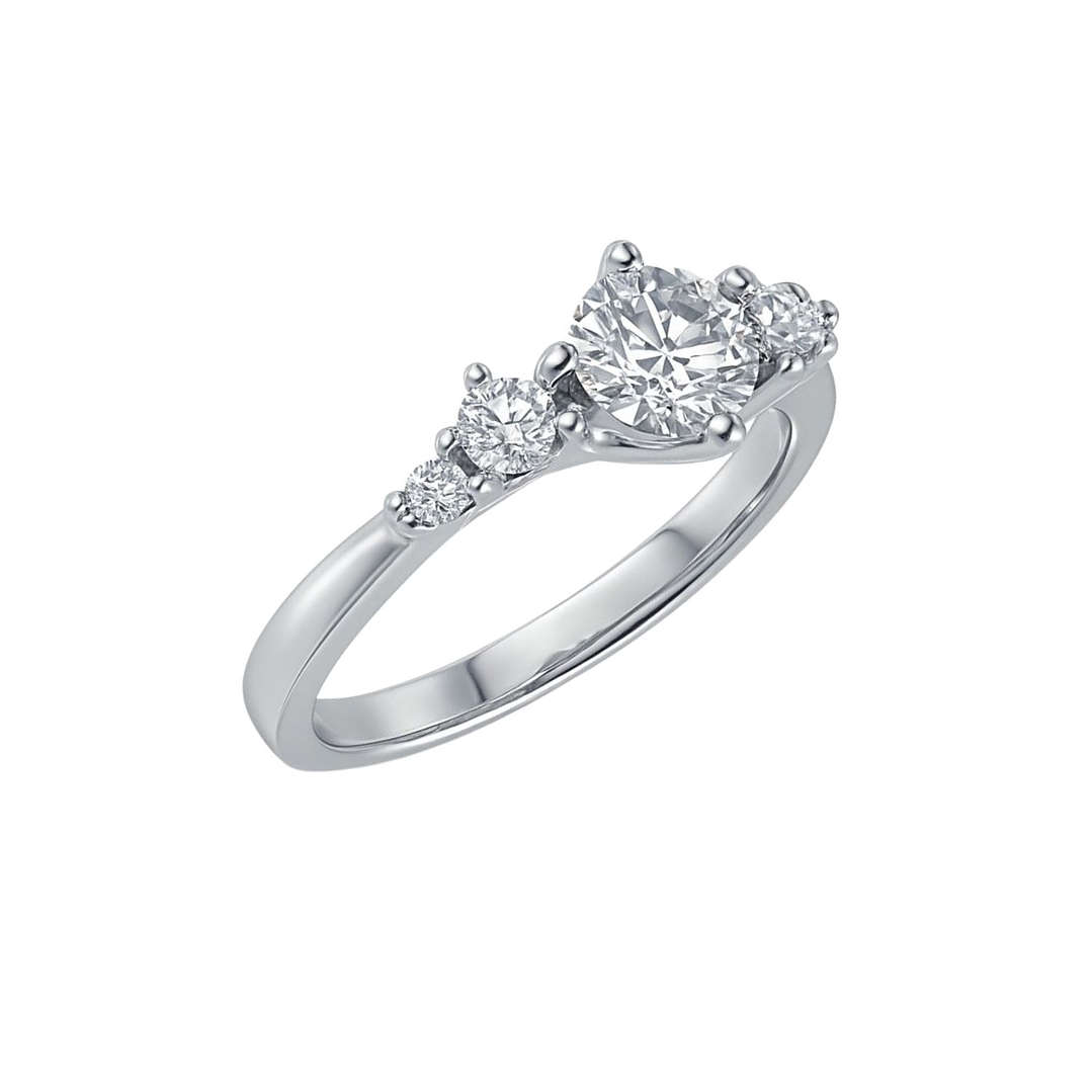 Anillo Oro Blanco 18kt Trilogía Clásica Circonita 2