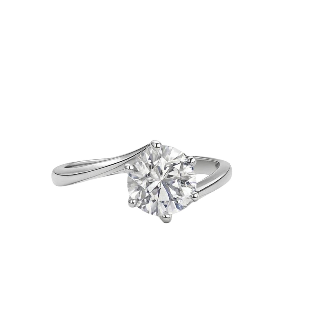 Anillo Oro Blanco 18kt Circonita Central 8MM 4 grifas 3