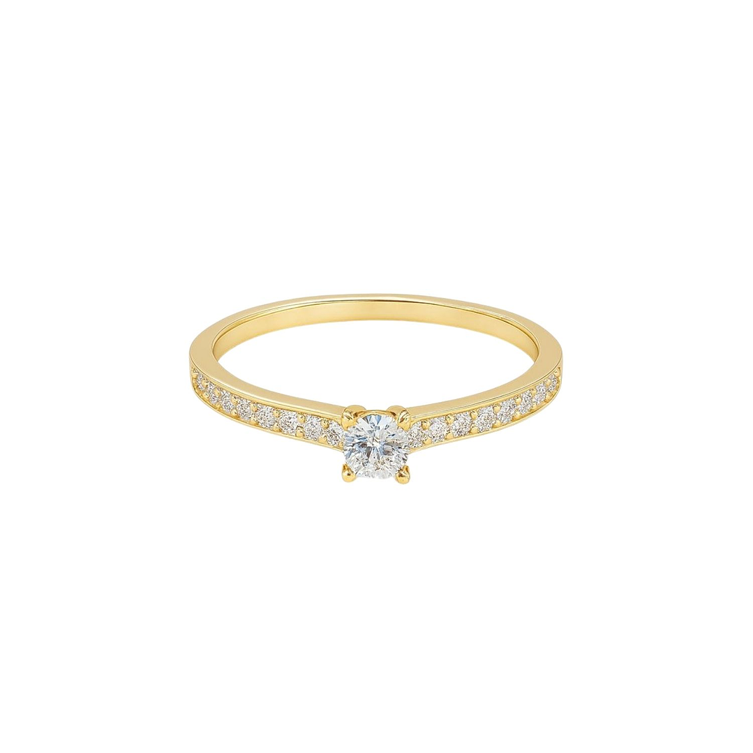 Anillo Oro Amarillo 18kt Circonitas- Central 3MM 3