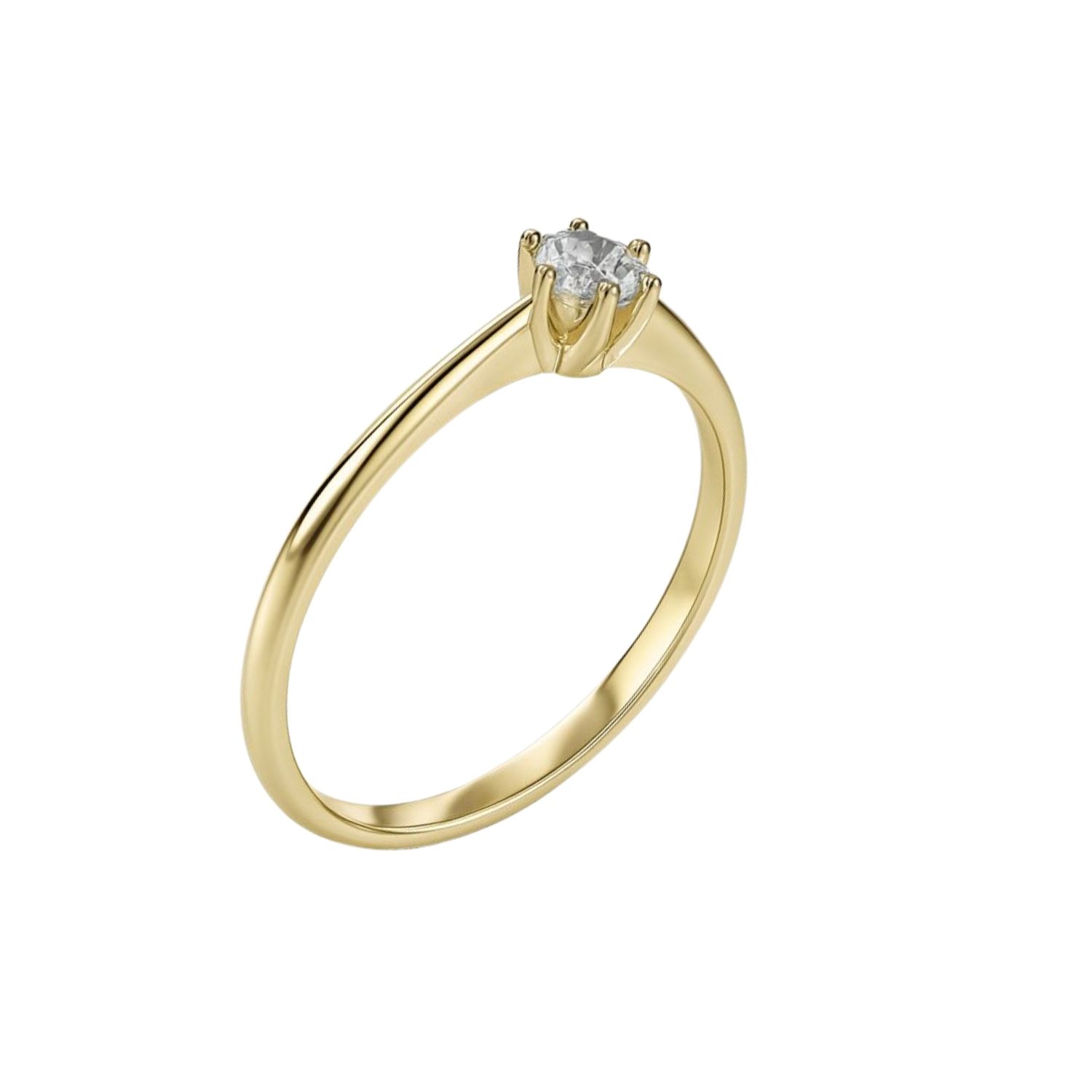 Anillo Oro Amarillo 18kt Solitario Circonita 6 Grifas 1