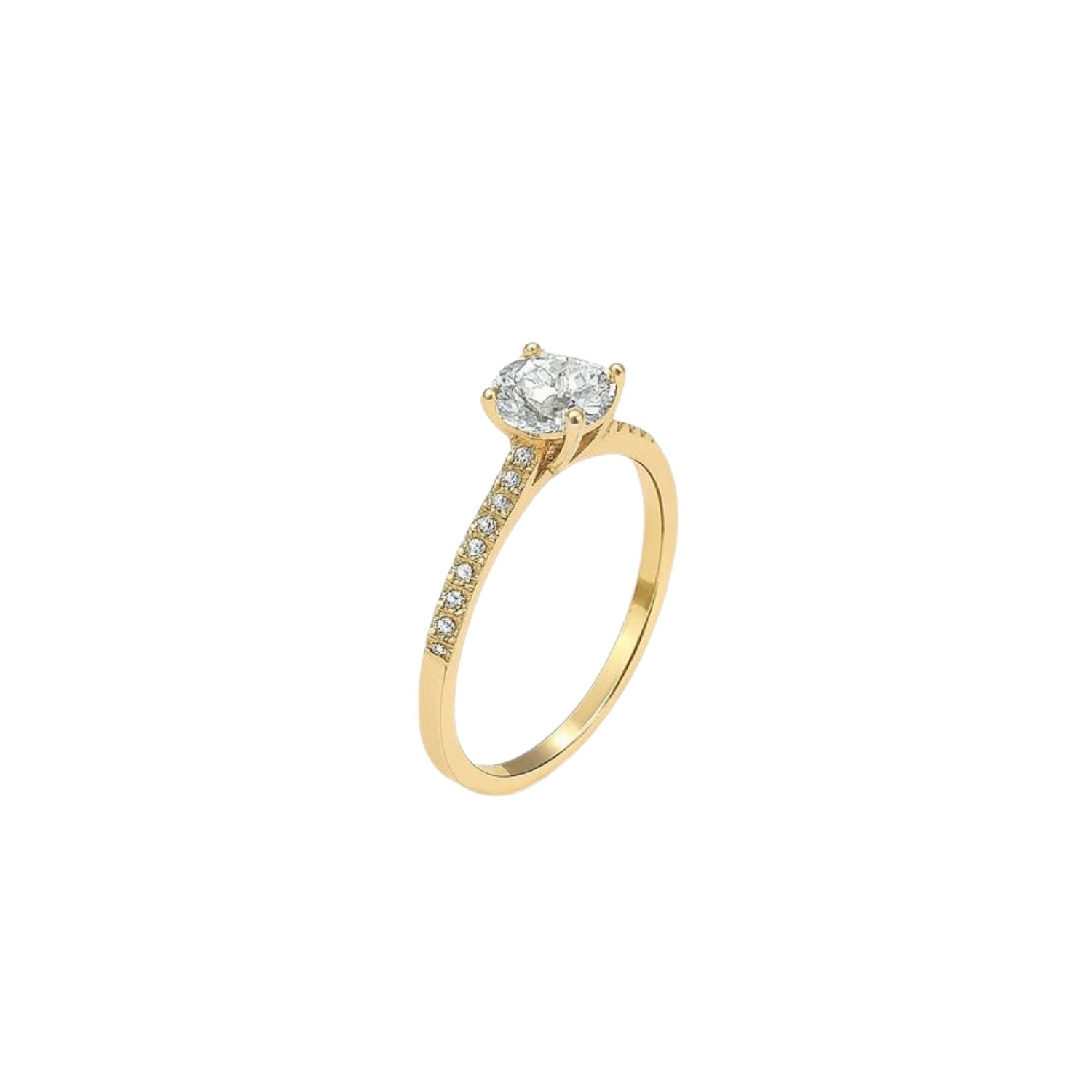 Anillo Oro Amarillo 18kt Circonita Central 5MM cuatro grifas 1