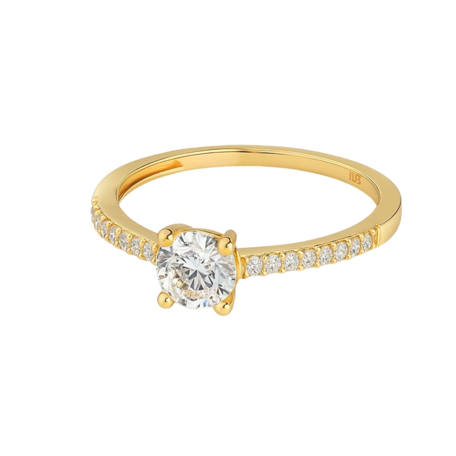 Anillo Oro Amarillo 18kt Circonita Central 5MM cuatro grifas 3