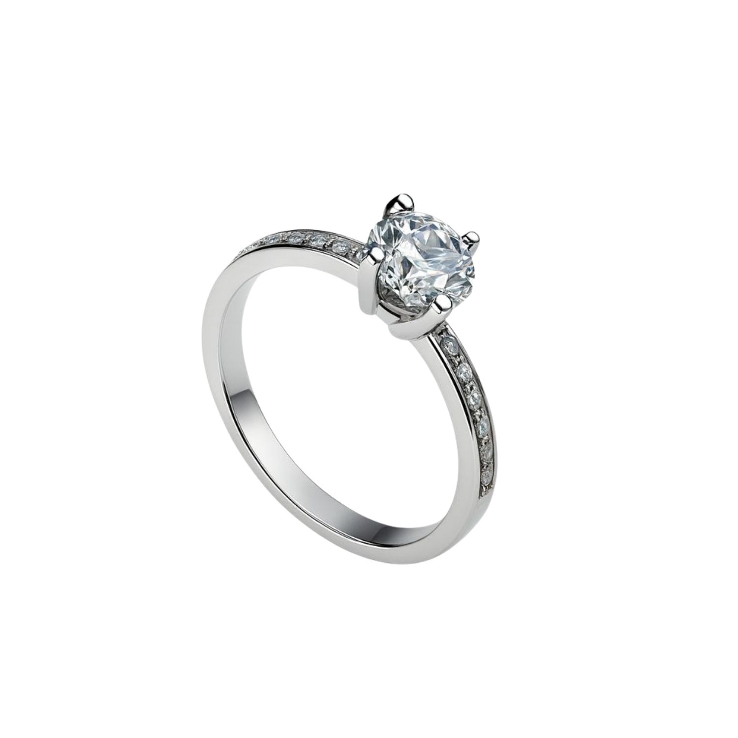Anillo Oro Blanco 18kt Solitario Circonita Central 6MM 1