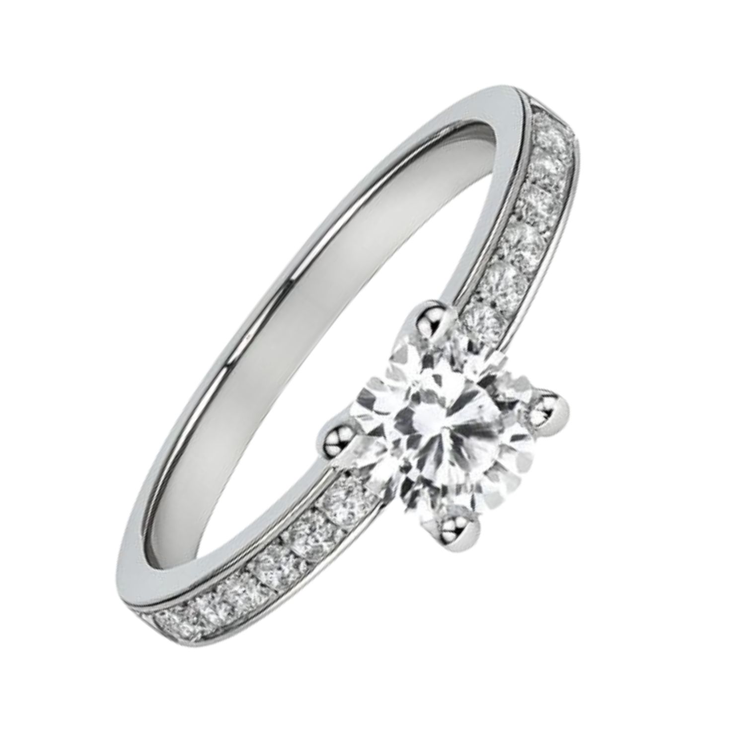 Anillo Oro Blanco 18kt Solitario Circonita Central 6MM 2