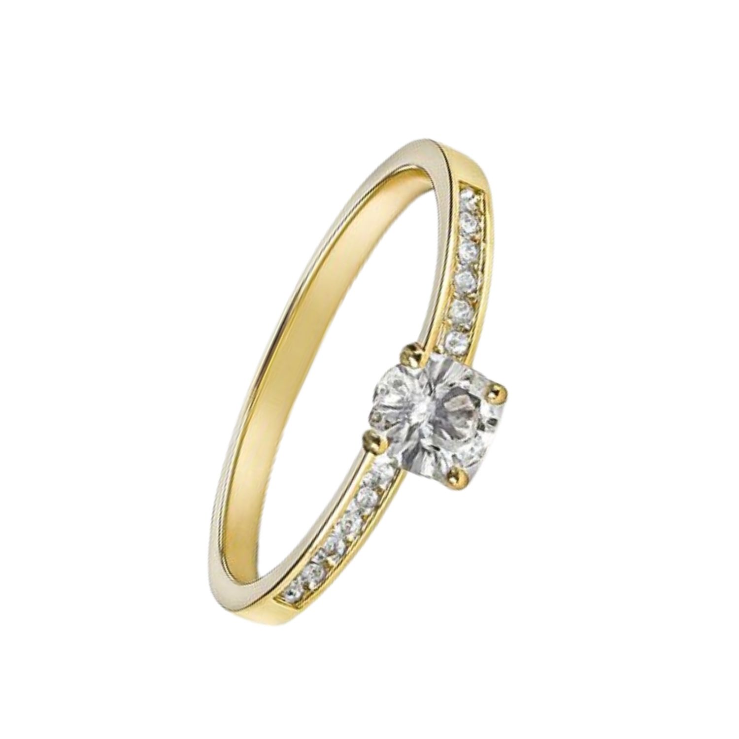 Anillo Oro Amarillo 18kt Circonita Central 4MM 2