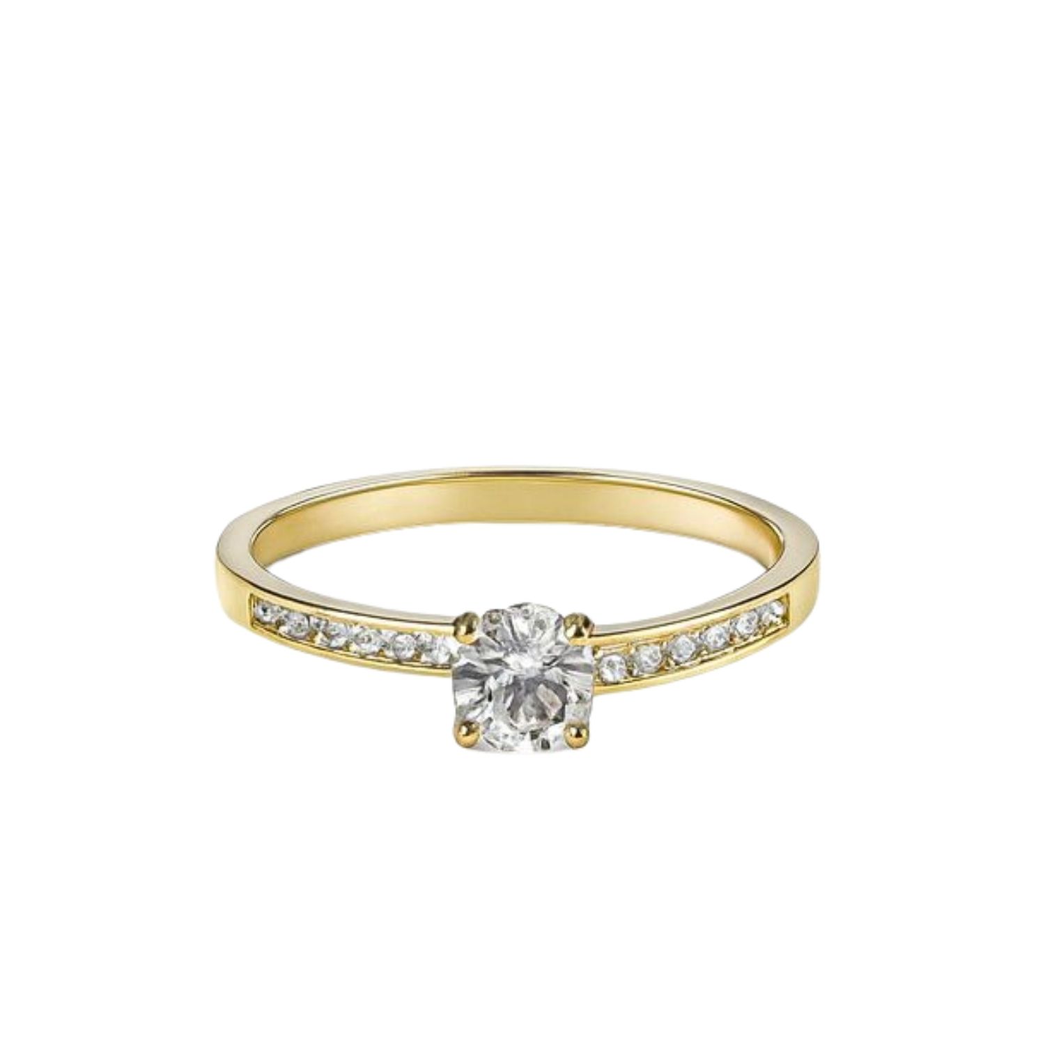 Anillo Oro Amarillo 18kt Circonita Central 4MM 3