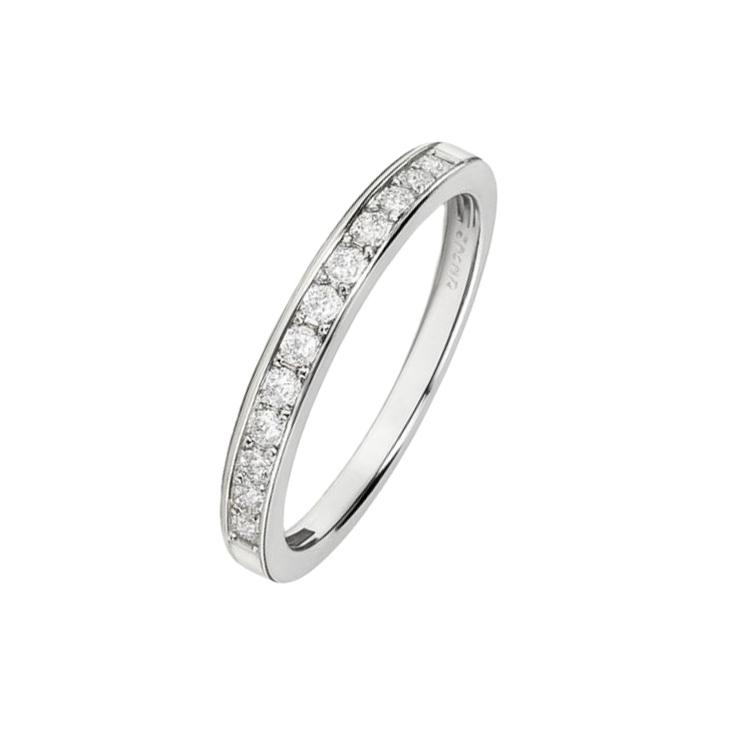 Anillo Oro Blanco 18kt Medio Riel Circonita 2