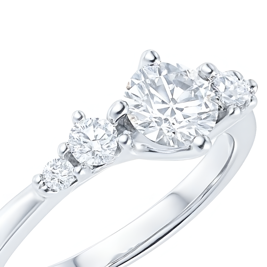 Anillo Oro Blanco 18kt Trilogía Clásica Circonita 2