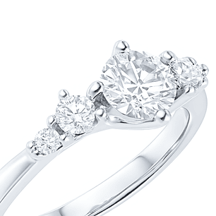 Anillo Oro Blanco 18kt Trilogía Clásica Circonita