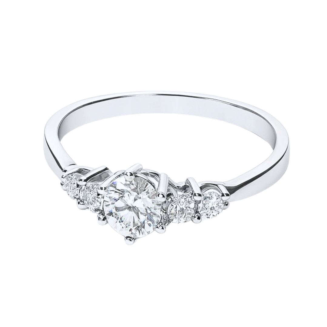 Anillo Oro Blanco 18kt Trilogía Clásica Circonita 3