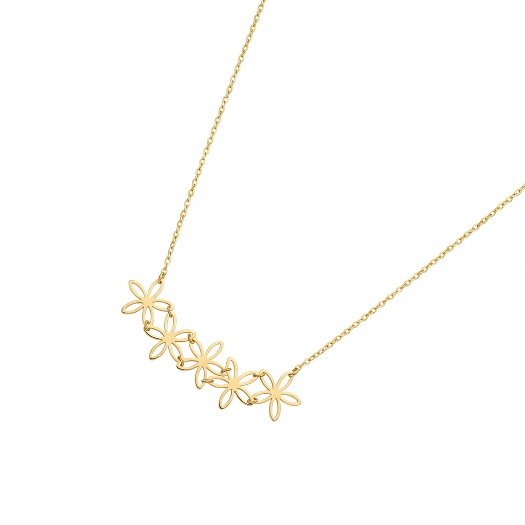 Collar Oro Amarillo 18kt Cinco Flores 1