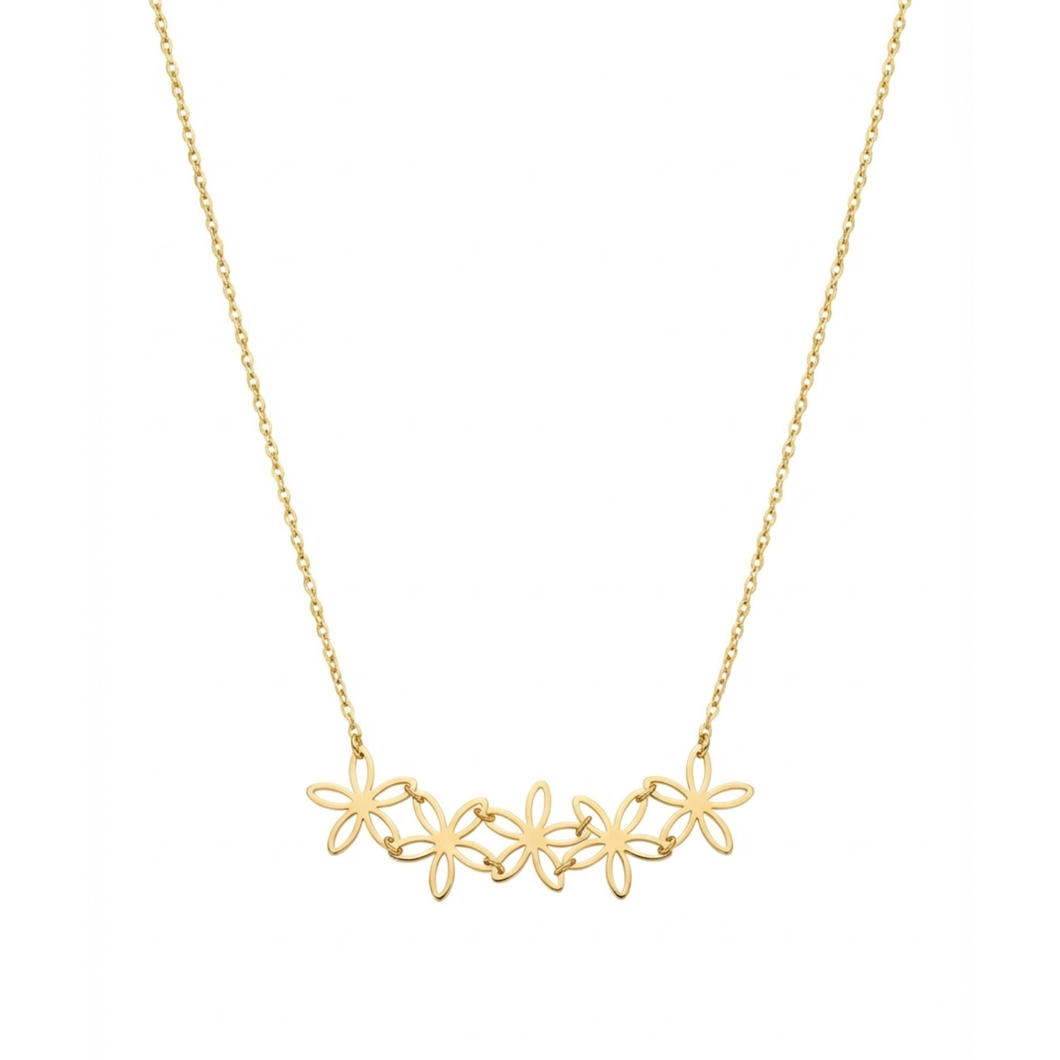 Collar Oro Amarillo 18kt Cinco Flores 3