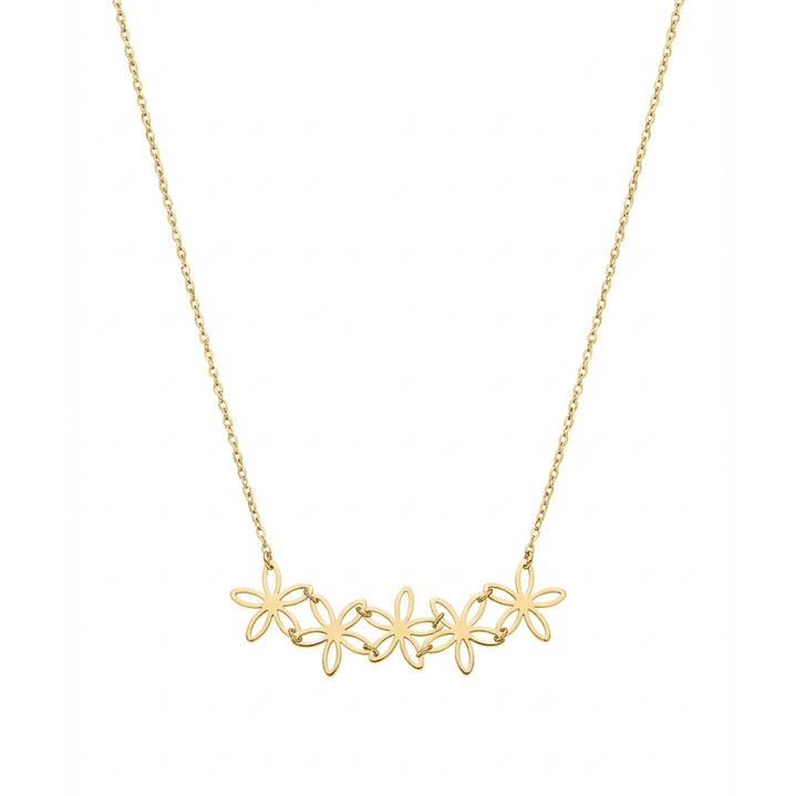 Collar Oro Amarillo 18kt Cinco Flores 3
