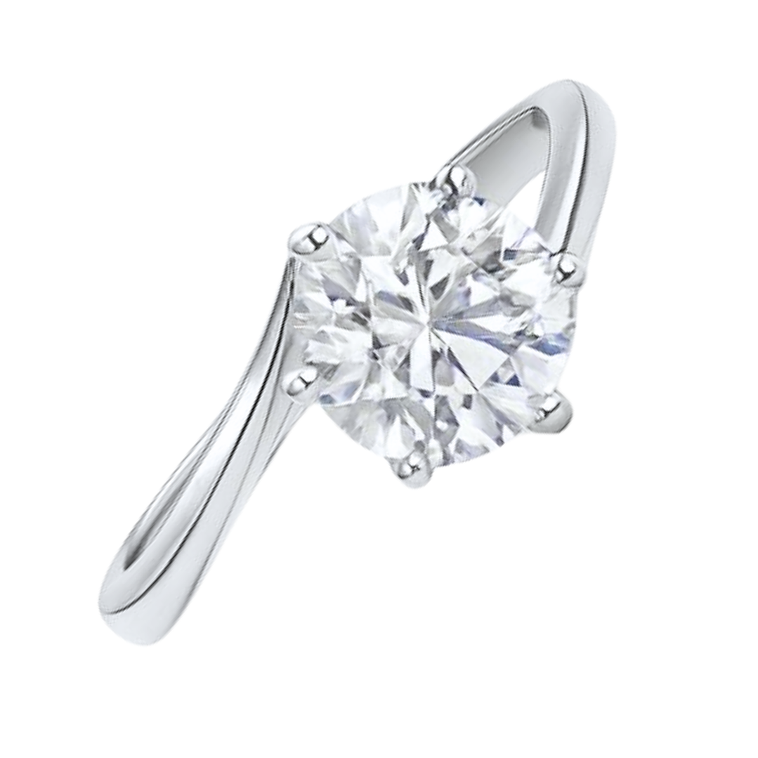 Anillo Oro Blanco 18kt Circonita Central 8MM 4 grifas 2