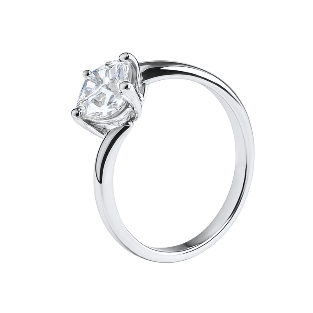 Anillo Oro Blanco 18kt Circonita Central 8MM 4 grifas 1