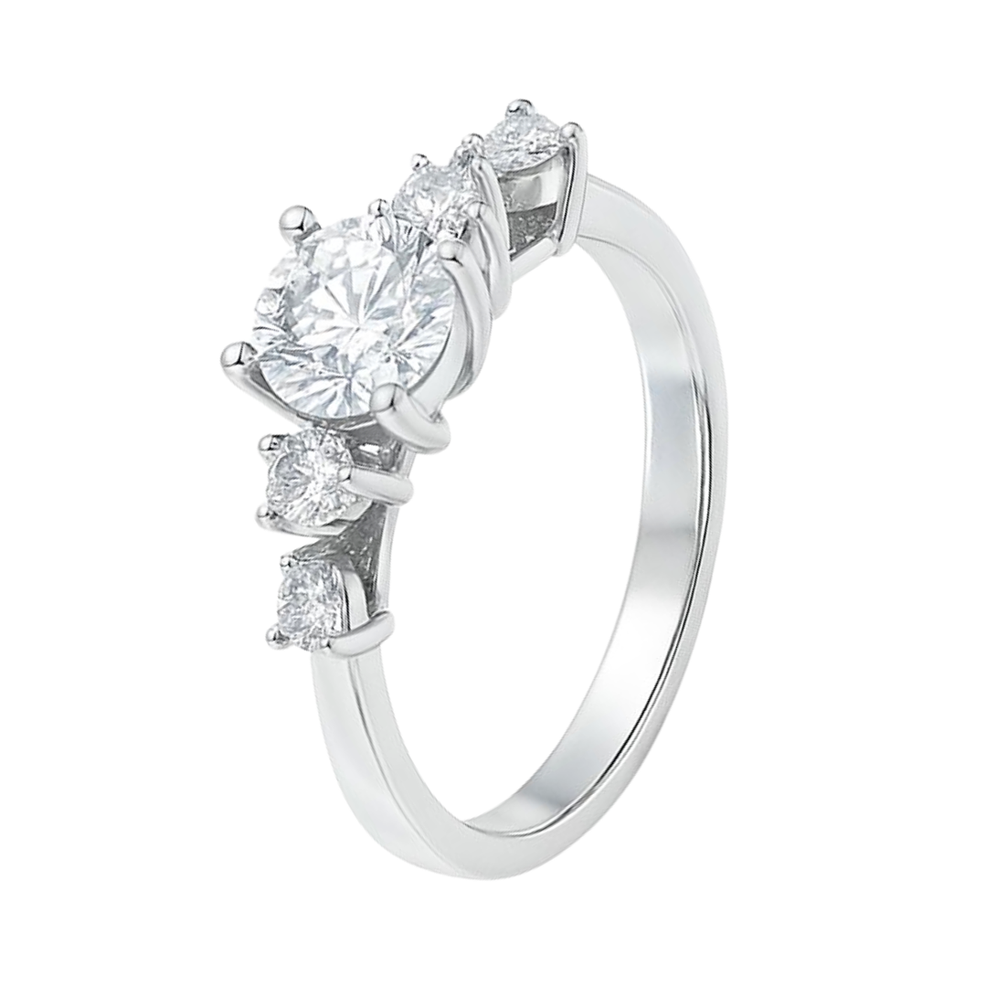 Anillo Oro Blanco 18kt Circonita Central 6 MM 1