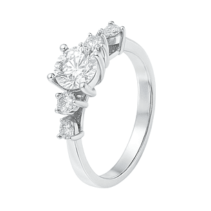 Anillo Oro Blanco 18kt Circonita Central 6 MM