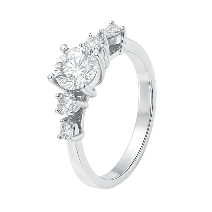 Anillo Oro Blanco 18kt Circonita Central 6 MM 1