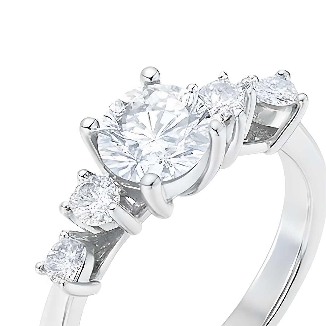 Anillo Oro Blanco 18kt Circonita Central 6 MM 2