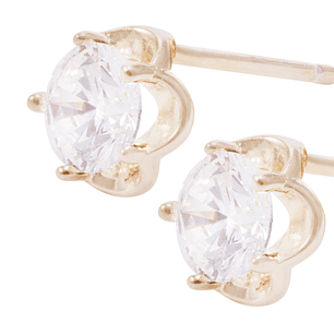 Aros de Plata Esterlina Solitario con Circonita Grifas Revestida en Oro 18kt