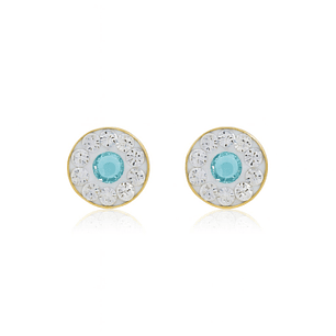 Aros de Oro 18kt Circulo de Agua Marina