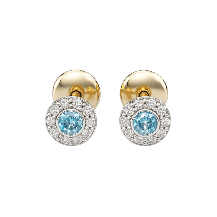 Aros de Oro 18kt Circulo de Agua Marina 2