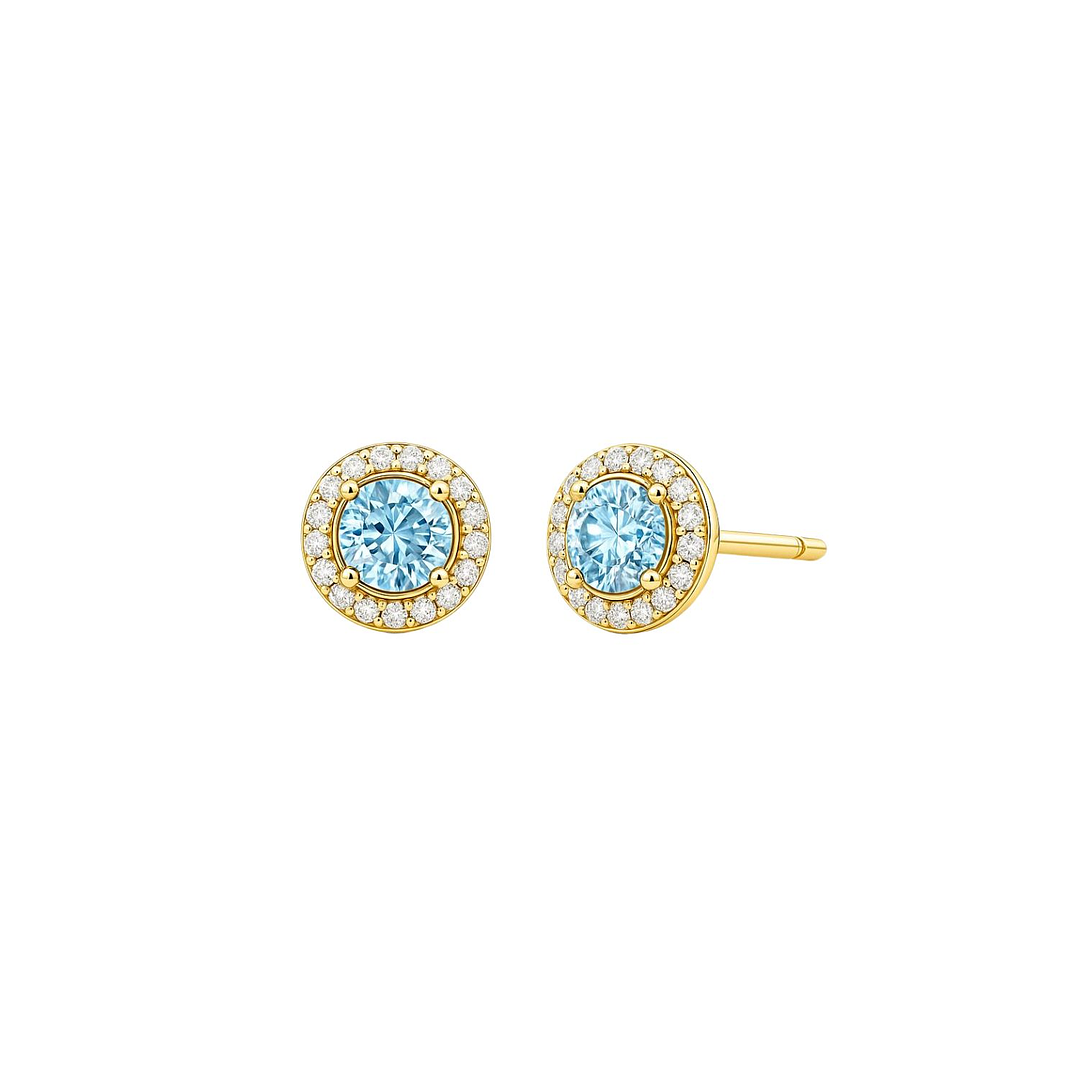 Aros de Oro 18kt Circulo Agua Marina 3mm 2