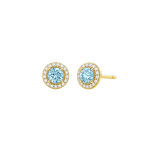 Aros de Oro 18kt Circulo Agua Marina 3mm