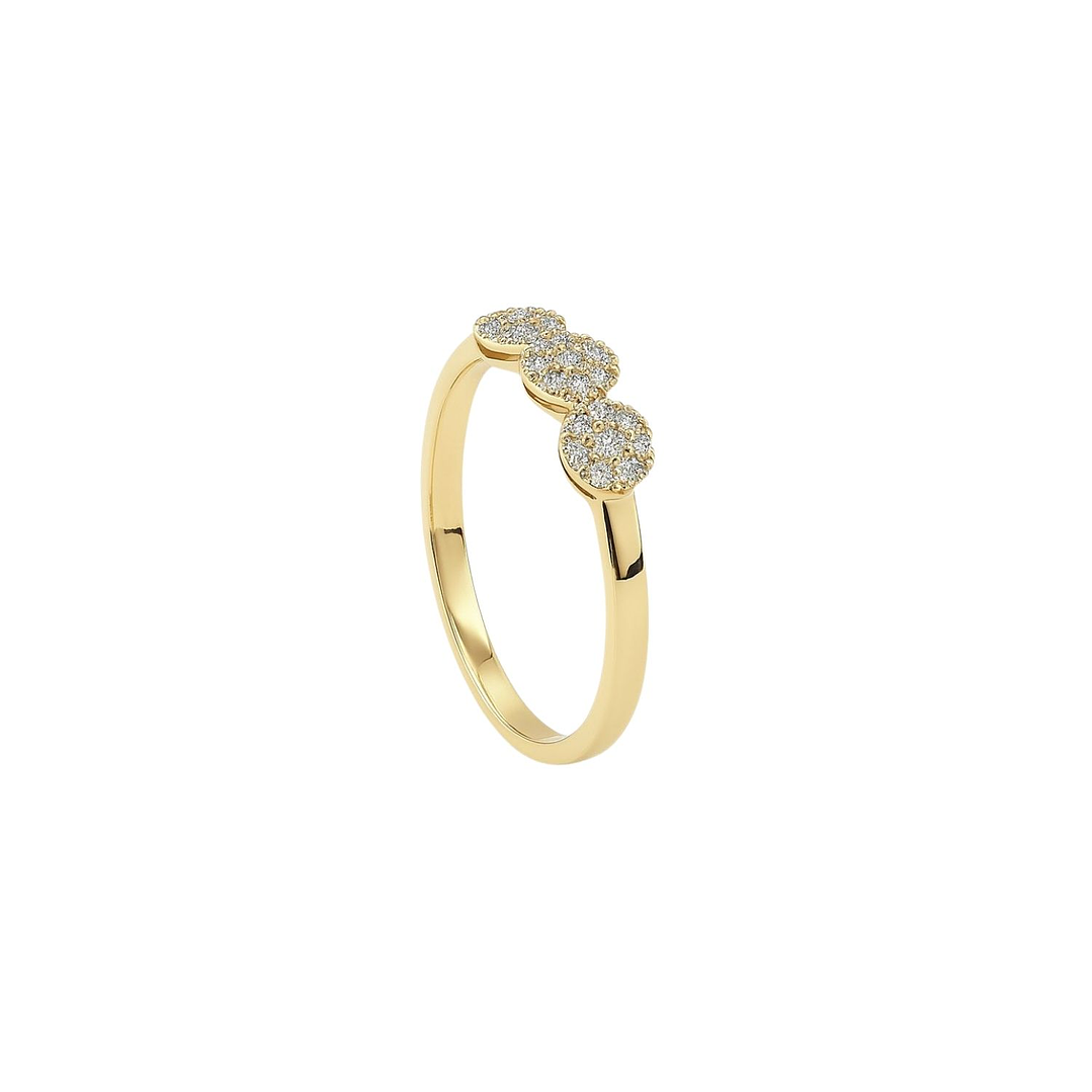 Anillo Oro Amarillo 14kt Tres Botones Circonita 1