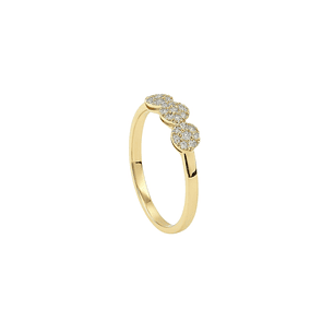 Anillo Oro Amarillo 14kt Tres Botones Circonita