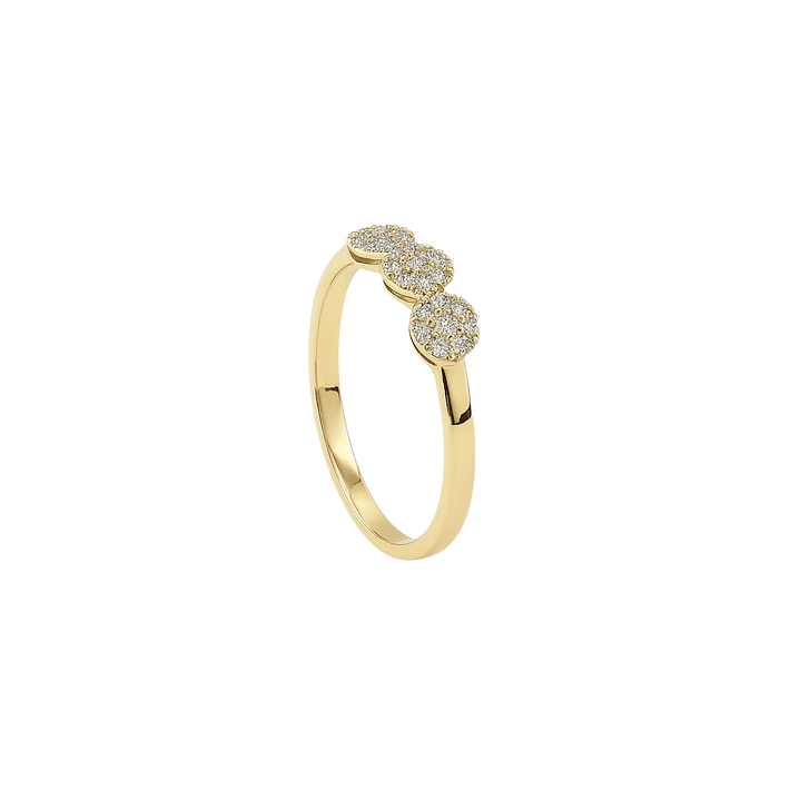 Anillo Oro Amarillo 14kt Tres Botones Circonita 1