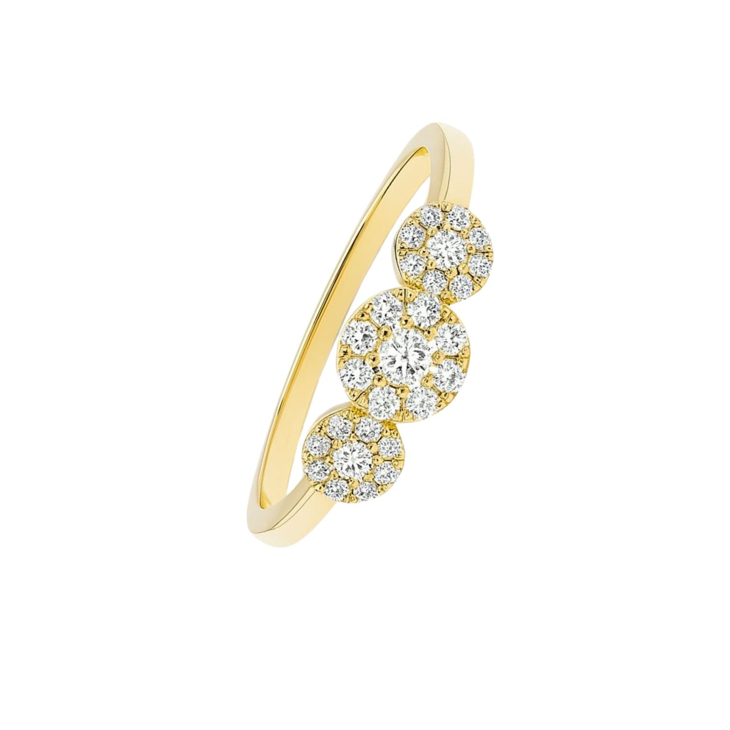 Anillo Oro Amarillo 14kt Tres Botones Circonita 2