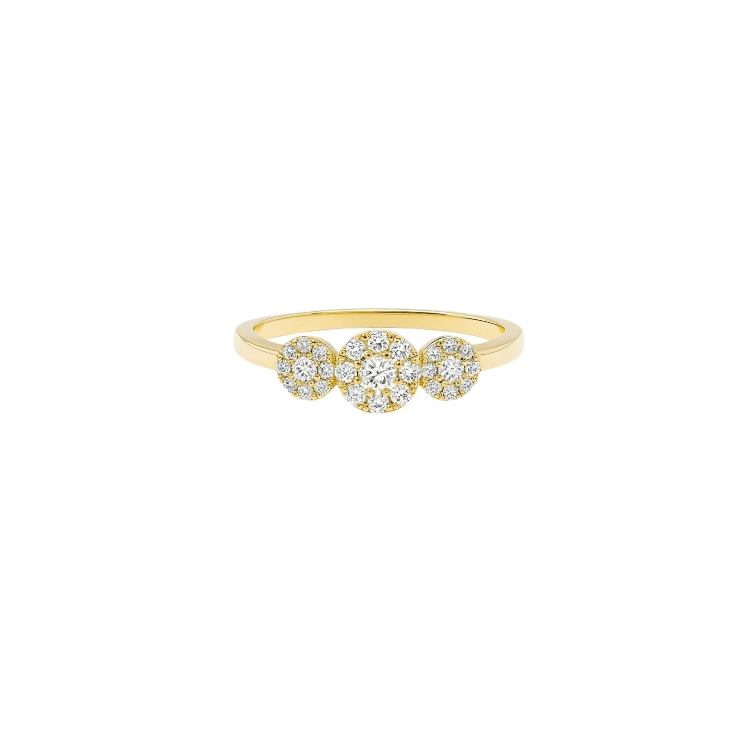 Anillo Oro Amarillo 14kt Tres Botones Circonita 3