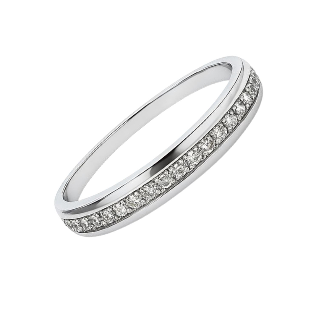 Anillo Oro Blanco 14kt Riel Oval Circonita 2