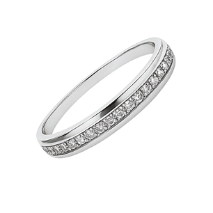 Anillo Oro Blanco 14kt Riel Oval Circonita