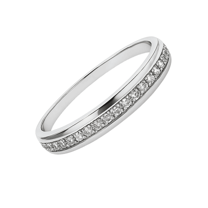 Anillo Oro Blanco 14kt Riel Oval Circonita 2