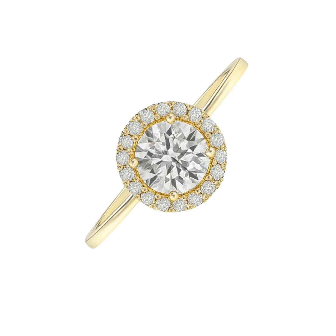 Anillo Oro Amarillo 14kt Girasol Circonita Central 6MM 2