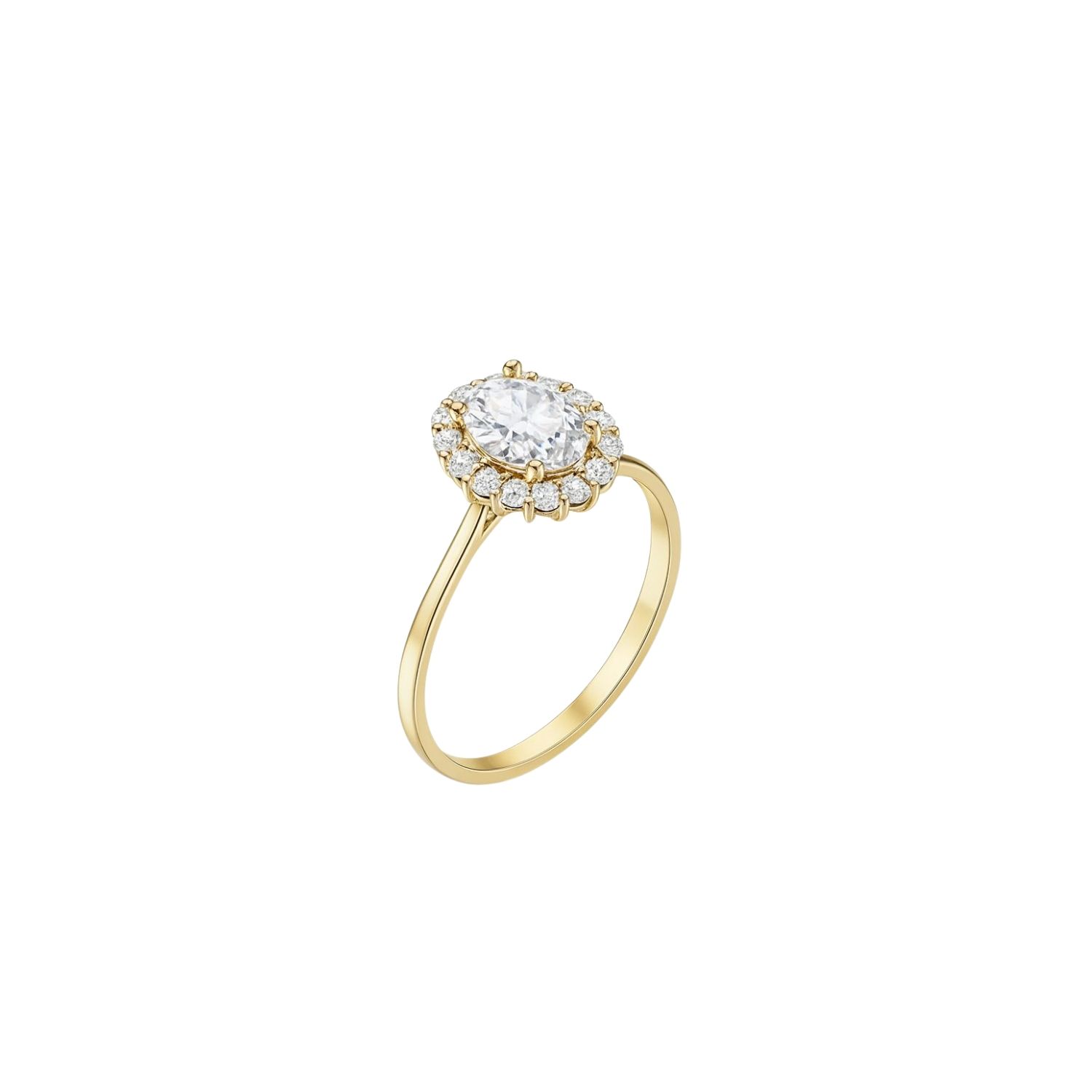 Anillo Oro Amarillo 14kt Circonita Central Oval 7MM 1