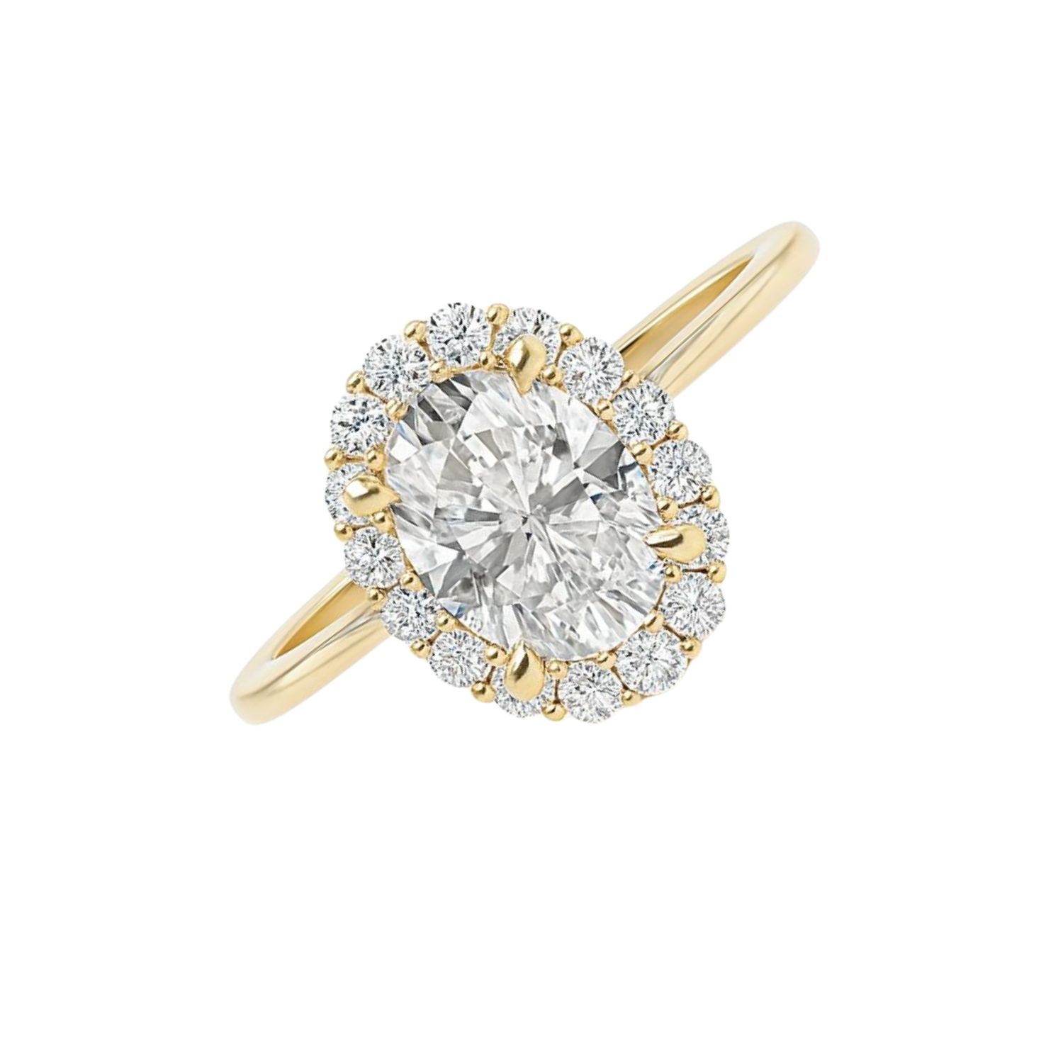 Anillo Oro Amarillo 14kt Circonita Central Oval 7MM 2