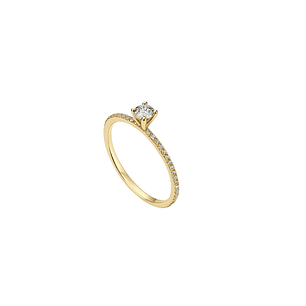 Anillo Oro Amarillo 14kt Circonita Central 4MM cuatro grifas