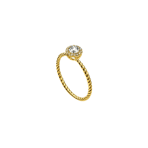 Anillo Oro Amarillo 14kt Trenzado Roseta Circonita