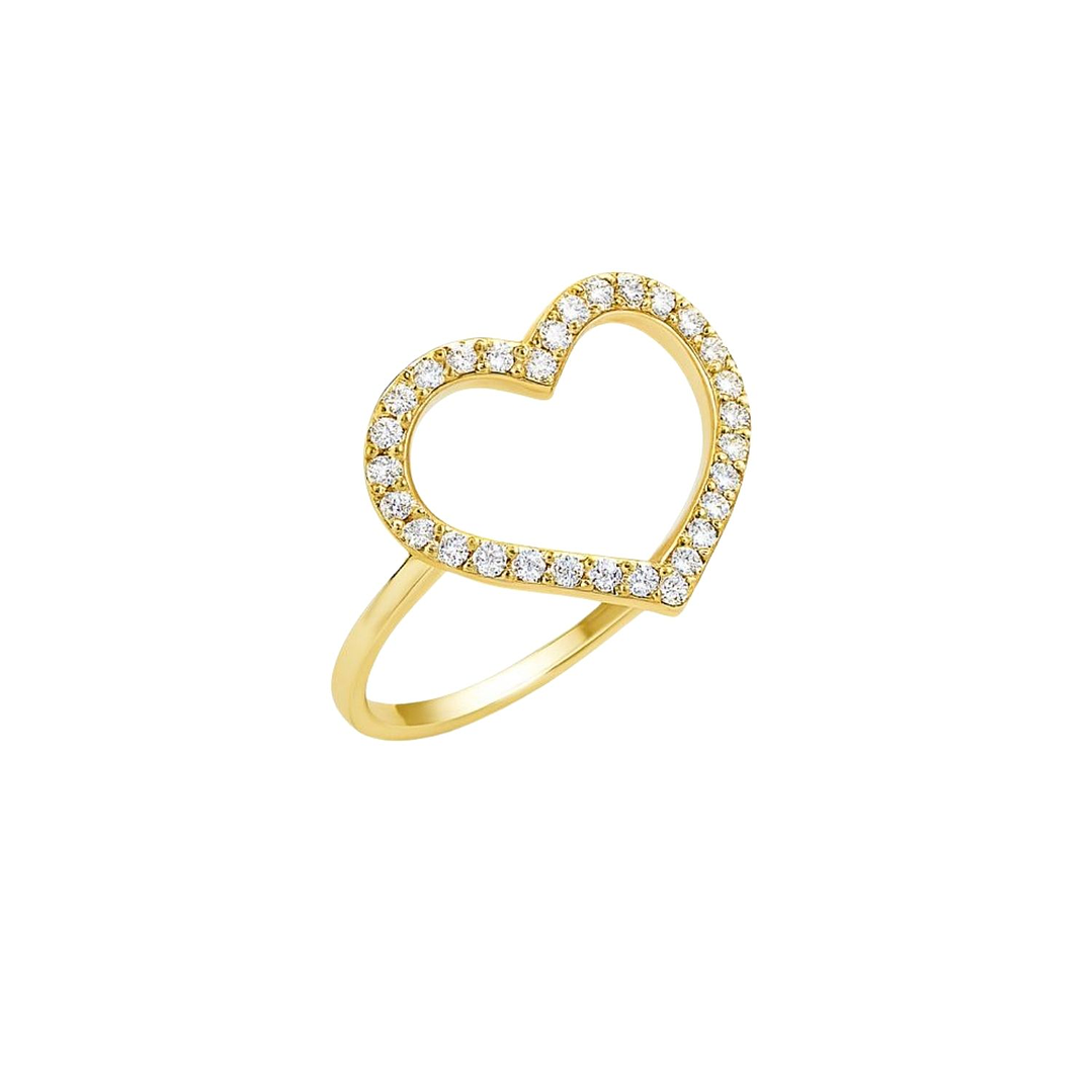 Anillo Oro Amarillo 14kt Circonita Corazón 1