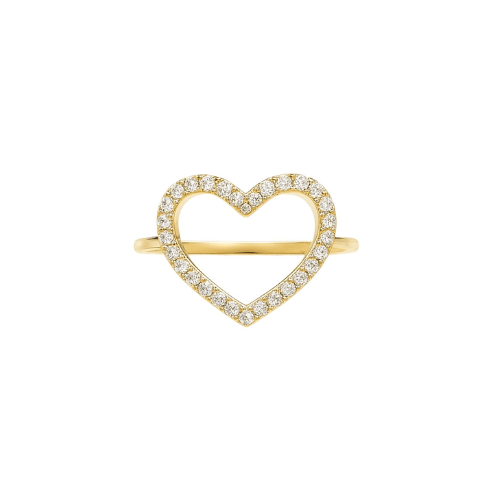Anillo Oro Amarillo 14kt Circonita Corazón 3