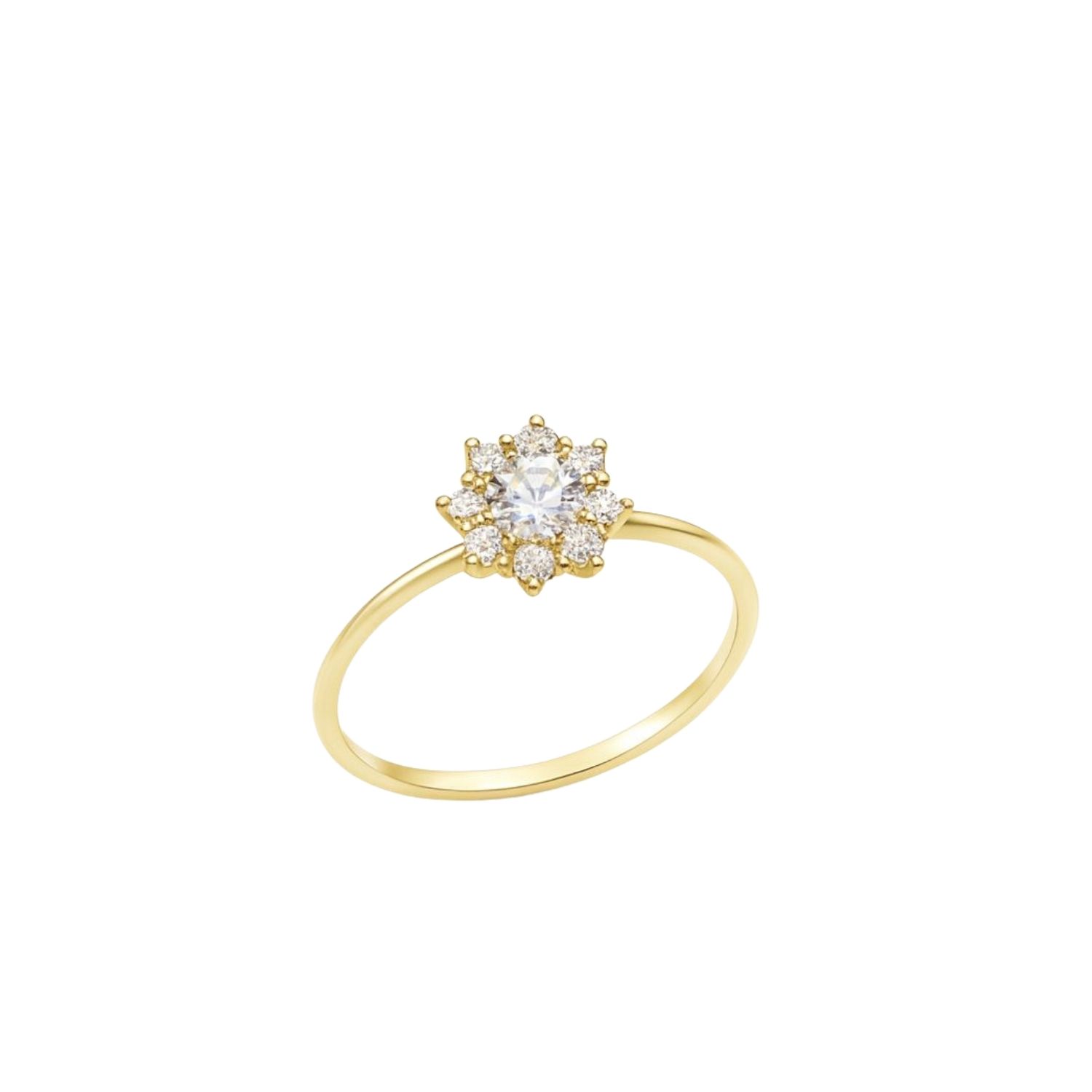 Anillo Oro Amarillo 14kt Copo de Nieve Circonita 1