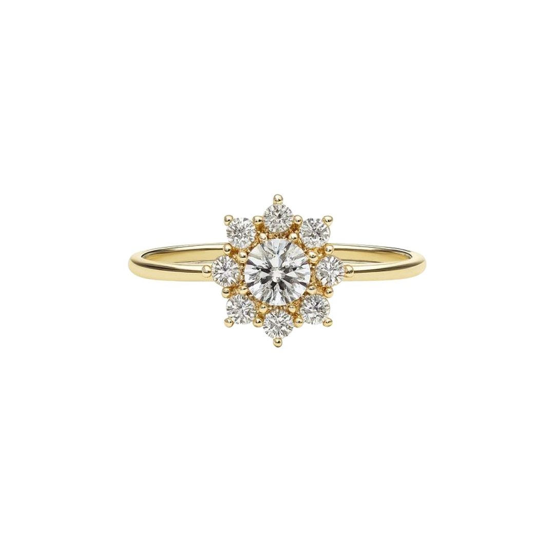Anillo Oro Amarillo 14kt Copo de Nieve Circonita 3