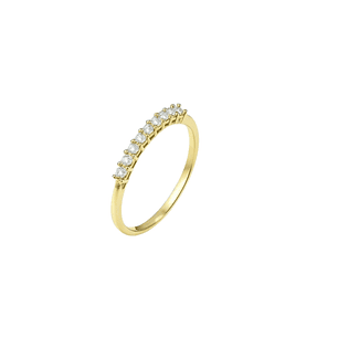 Anillo Oro Amarillo 14kt Nueve Circonitas 2MM