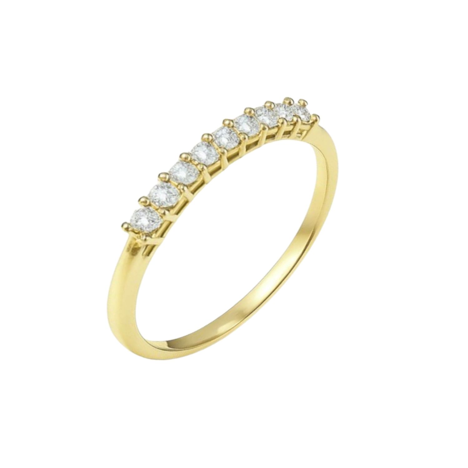 Anillo Oro Amarillo 14kt Nueve Circonitas 2MM 2